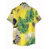 Chemise de vacances pour homme, imprimé tropical à feuilles de palmier, boutonnée - Jaune 5XL
