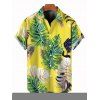 Chemise de vacances pour homme, imprimé tropical à feuilles de palmier, boutonnée - Jaune 5XL