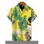 Chemise de vacances pour homme, imprimé tropical à feuilles de palmier, boutonnée - Noir 5XL