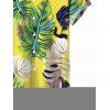 Chemise de vacances pour homme, imprimé tropical à feuilles de palmier, boutonnée - Jaune 5XL
