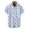 Chemise de vacances pour homme, chemise boutonnée à imprimé floral discret - Blanc 5XL