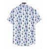 Chemise de vacances pour homme, chemise boutonnée à imprimé floral discret - Blanc 5XL