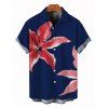 Chemise de vacances pour homme à motif floral lys, chemise boutonnée - Bleu profond 5XL