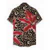 Chemise de vacances pour homme à motif floral lys, chemise boutonnée - Brun 5XL