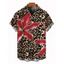 Chemise de vacances pour homme à motif floral lys, chemise boutonnée - Brun 5XL