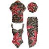 Vacation Couple Outfit Lily Floral Print One-piece Swimsuit Bodycon Skirt and Shirt Set - Brun S | US 4