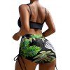 Vacation Couple Outfit Bright Color Cinched Palm Leaf Print Boyshorts Bikini Swimsuit and Shirt Set - Noir S | US 4