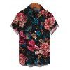 Chemise de vacances pour homme, style rétro, à imprimé floral et feuilles, boutonnée - Grenade rouge 5XL