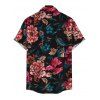 Chemise de vacances pour homme, style rétro, à imprimé floral et feuilles, boutonnée - Grenade rouge 5XL