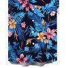 Chemise de vacances pour homme, imprimé floral hawaïen à feuilles d'hibiscus, chemise boutonnée - Bleu Ciel 5XL