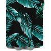 Chemise de vacances pour homme à imprimé de feuilles tropicales, boutonnée - Turquoise Foncée 4XL