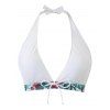 Ensemble de maillot de bain tankini de vacances avec nœud papillon, dos nu, motif floral tropical et feuilles de jungle, shorty - Blanc XXL | US 12