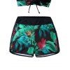 Ensemble de maillot de bain tankini de vacances avec nœud papillon, dos nu, motif floral tropical et feuilles de jungle, shorty - Noir L | US 8