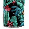 Chemise de vacances pour homme à motif floral tropical et feuilles de jungle, boutonnée - Noir L