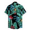 Chemise de vacances pour homme à motif floral tropical et feuilles de jungle, boutonnée - Noir L