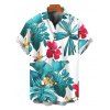 Vacation Couple Outfit Bowknot Halter Tropical Floral Leaf Pattern Swimsuit and Shirt Set - Blanc S | US 4