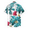Vacation Couple Outfit Bowknot Halter Tropical Floral Leaf Pattern Swimsuit and Shirt Set - Blanc S | US 4