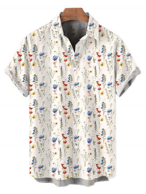 Chemise de vacances pour homme, chemise boutonnée à imprimé floral discret