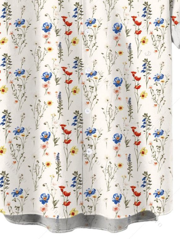 Chemise de vacances pour homme, chemise boutonnée à imprimé floral discret - multicolor 5XL
