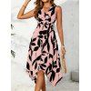 Robe de vacances élégante à col V asymétrique et coupe midi asymétrique - Rose clair L | US 8