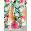 Vacation Couple Outfit Hibiscus Floral Leaf Print Lace Hollow Out Slit Dress and Shirt Set - Orange S | US 4
