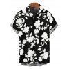 Vacation Couple Outfit Floral Leaf Silhouette Print Cap Sleeve Dress and Shirt Set - Noir S | US 4