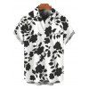Chemise de vacances pour homme, imprimé floral et silhouette de feuilles, boutonnée - Blanc 5XL