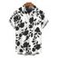 Chemise de vacances pour homme, imprimé floral et silhouette de feuilles, boutonnée - Bleu Marine 5XL