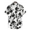 Chemise de vacances pour homme, imprimé floral et silhouette de feuilles, boutonnée - Blanc 5XL