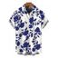 Chemise de vacances pour homme, imprimé floral et silhouette de feuilles, boutonnée - Bleu Marine 5XL