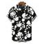 Chemise de vacances pour homme, imprimé floral et silhouette de feuilles, boutonnée - Bleu Marine 5XL