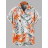 Vacation Couple Outfit Watercolor Hibiscus Leaf Print Hollow Out Slit Dress and Shirt Set - Orange S | US 4