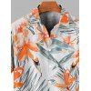 Vacation Couple Outfit Watercolor Hibiscus Leaf Print Hollow Out Slit Dress and Shirt Set - Orange S | US 4