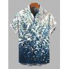 Vacation Couple Outfit Watercolor Vine Leaf Print Lace Hollow Out Slit Dress and Shirt Set - Paon Bleu S | US 4