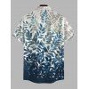 Vacation Couple Outfit Watercolor Vine Leaf Print Lace Hollow Out Slit Dress and Shirt Set - Paon Bleu S | US 4