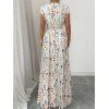 Vacation Couple Outfit Ditsy Flower Print Surplice Long Dress and Shirt Set - multicolor S | US 4
