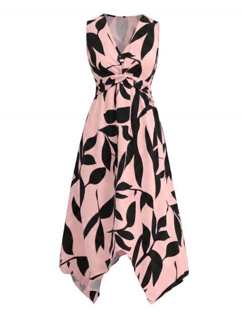 Robe de vacances élégante à col V asymétrique et coupe midi asymétrique