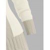 Pull décontracté à col plongeant et boutons en corne de couleur contrastée - Beige XXXXL