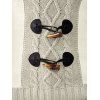 Pull décontracté à col plongeant et boutons en corne de couleur contrastée - Beige XXXXL