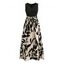 Elegant Dress Colorblock Minimalist Leaf Print V Notched Belt Maxi Dress - BLACK M | US 6