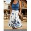 Mini Robe Fleur Imprimée en Couleur Contrastée sans Manches à Volants - Bleu profond M | US 6