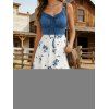 Mini Robe Fleur Imprimée en Couleur Contrastée sans Manches à Volants - Bleu profond XL | US 12