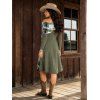 Robe Moulante Asymétrique Jointive à Carreaux Boutonnée à Epaule Dénudée - Vert profond XXL | US 14