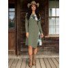 Robe Moulante Asymétrique Jointive à Carreaux Boutonnée à Epaule Dénudée - Vert profond XXL | US 14