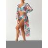 Ensemble de maillot de bain trois pièces bikini, paréo à imprimé floral et feuilles botaniques, idéal pour les vacances. - multicolor A S | US 4
