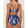 Maillot de bain trois pièces bikini avec nœud papillon, imprimé tie-dye et rayures, jupe de plage fendue - Bleu Marine XXL | US 12