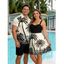 Beach Couple Outfit Colorblock Coconut Tree Print Dress and Shirt Set - Noir S | US 4