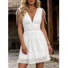 Robe de vacances unie texturée à décolleté plongeant et taille cintrée - Blanc L | US 8