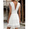 Robe de vacances unie texturée à décolleté plongeant et taille cintrée - Blanc L | US 8