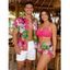 Vacation Couple Outfit Bright Color Cinched Palm Leaf Print Boyshorts Bikini Swimsuit and Shirt Set - Jaune S | US 4